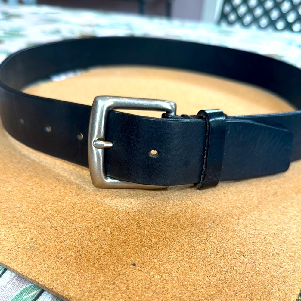 Gap Black Leather Belt with Silver Buckle size34